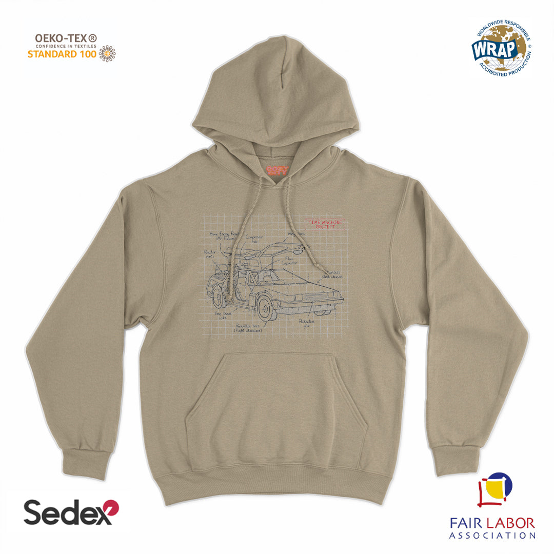 felpa_cappuccio cappuccio unisex- schema tecnico macchina del tempo
