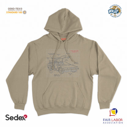 felpa_cappuccio cappuccio unisex- schema tecnico macchina del tempo