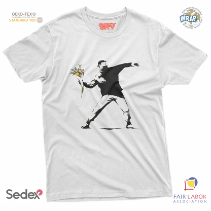 maglietta t-shirt- banksy lanciatore