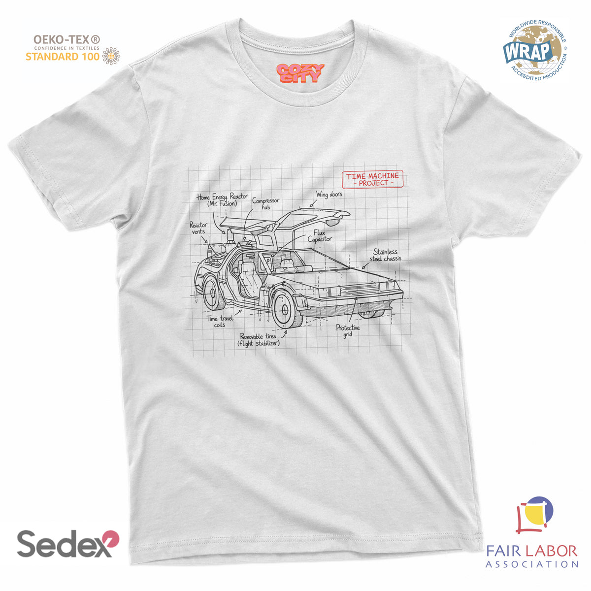 maglietta t-shirt- schema tecnico macchina del tempo