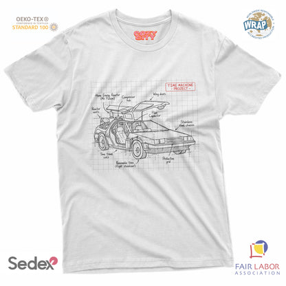 maglietta t-shirt- schema tecnico macchina del tempo