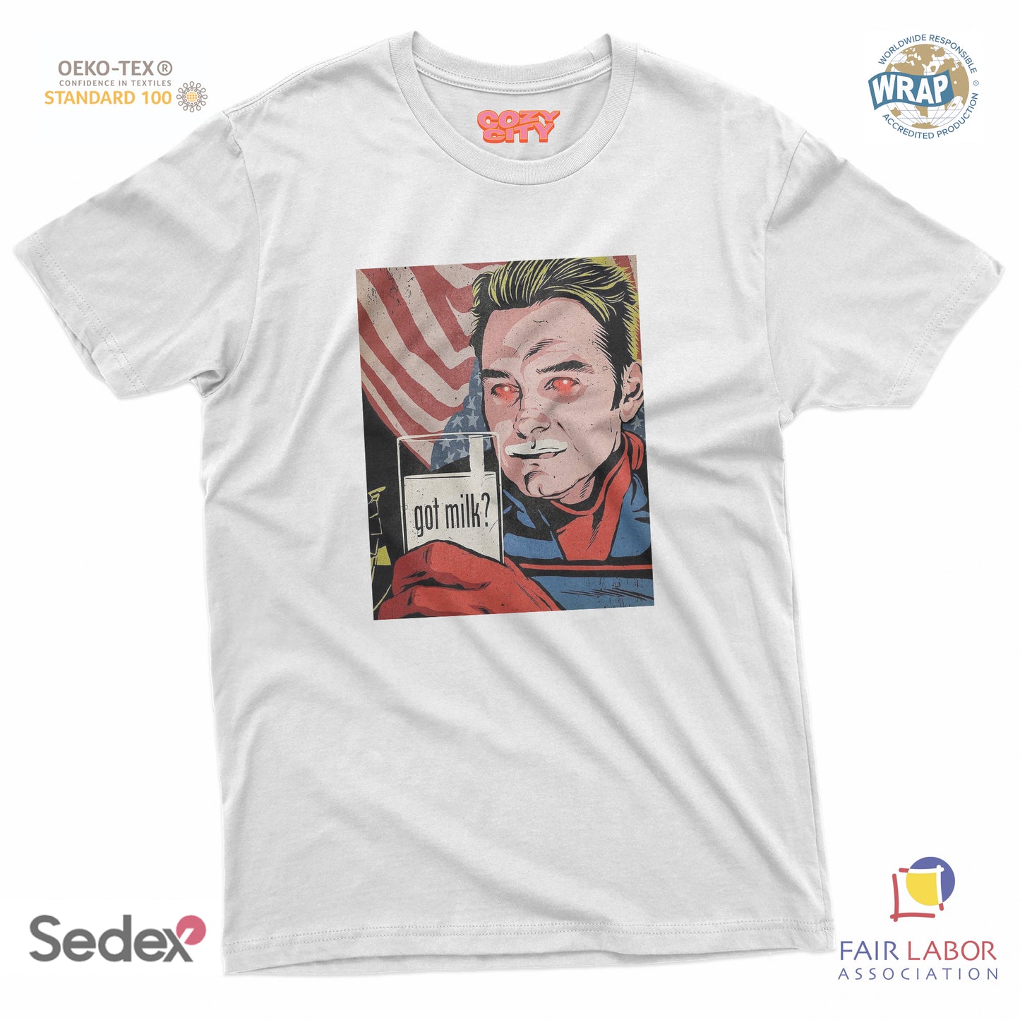 maglietta t-shirt- go milk eroe