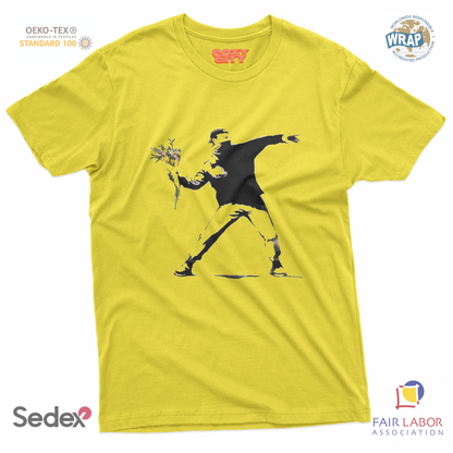 maglietta t-shirt- banksy lanciatore