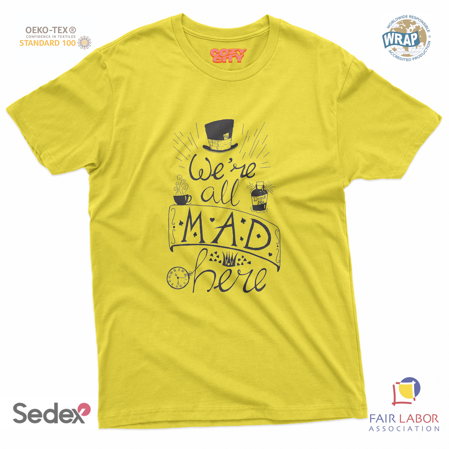 maglietta t-shirt- we re all mad here alice