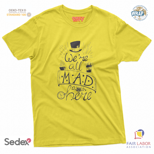 maglietta t-shirt- we re all mad here alice