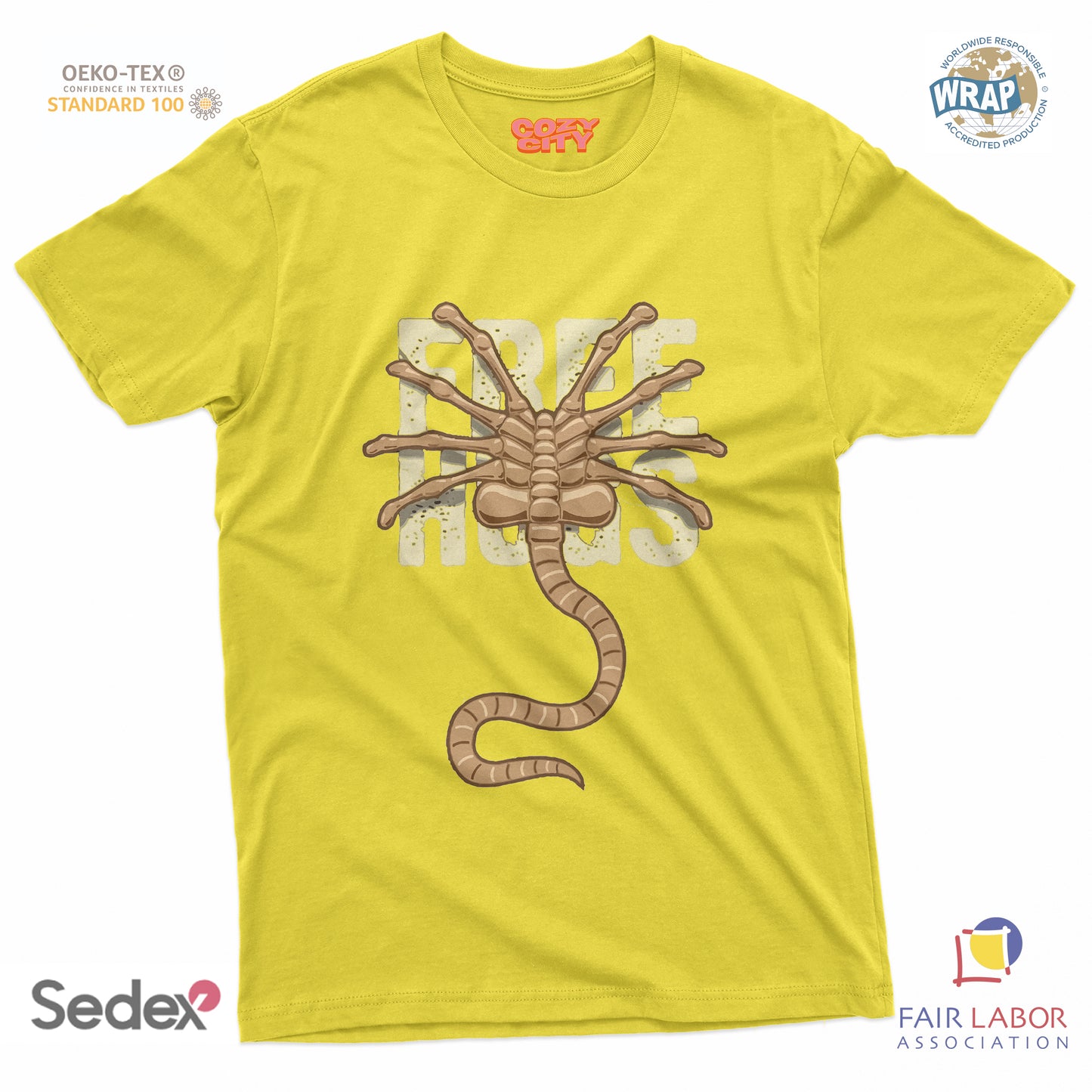 maglietta t-shirt- alien free hugs