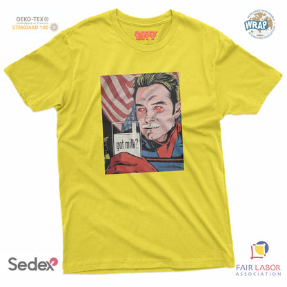 maglietta t-shirt- go milk eroe
