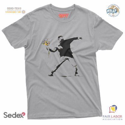 maglietta t-shirt- banksy lanciatore