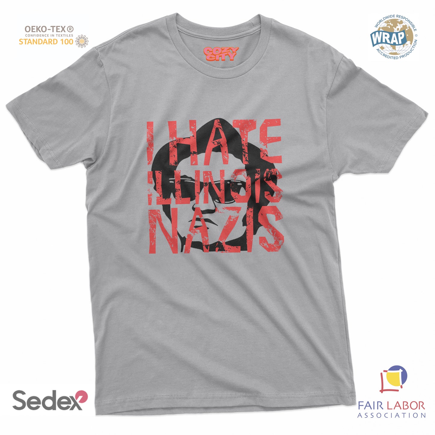 maglietta t-shirt- i hate illinois nazis