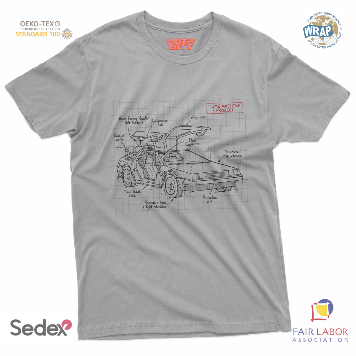 maglietta t-shirt- schema tecnico macchina del tempo