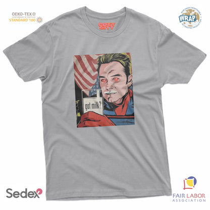 maglietta t-shirt- go milk eroe