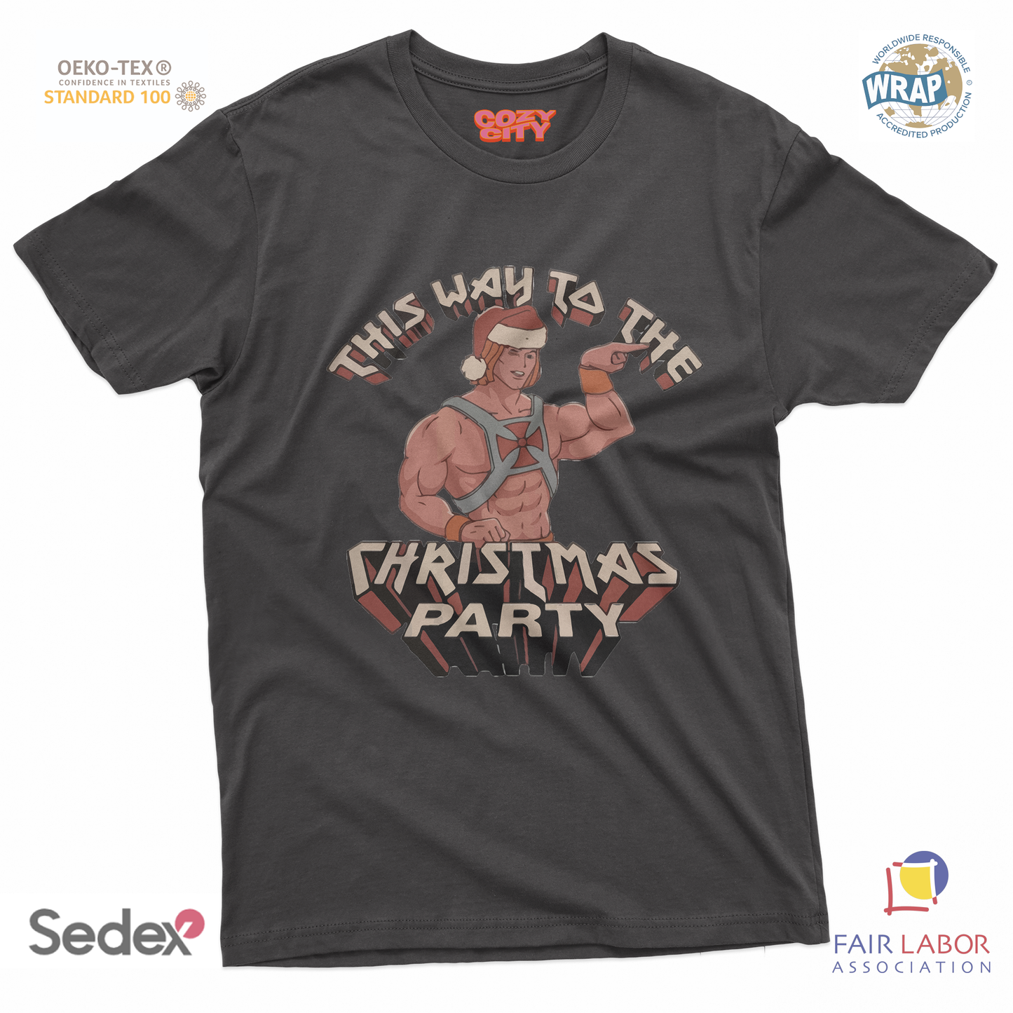 maglietta t-shirt- he man christmas party