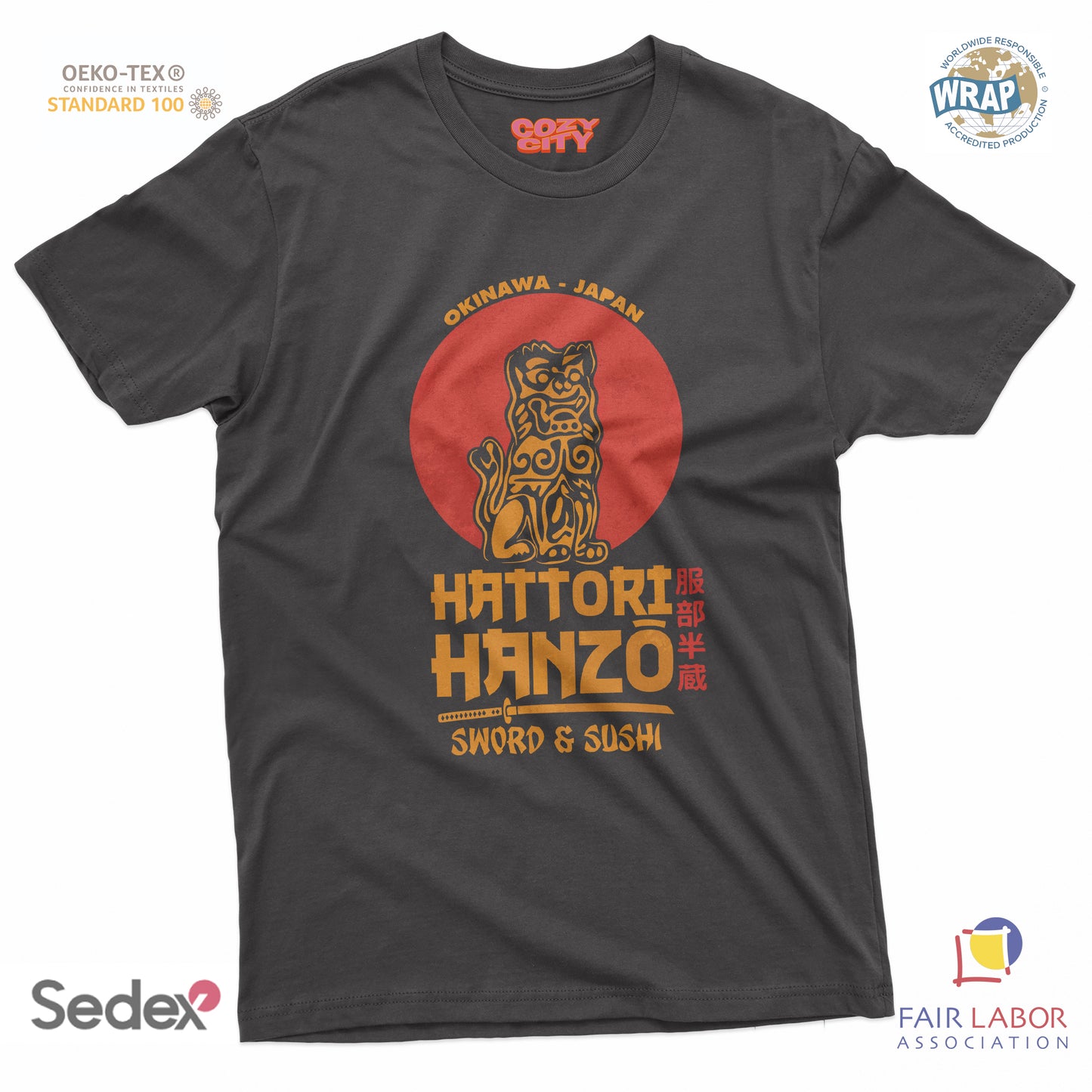 maglietta t-shirt- hanzo sword & sushi