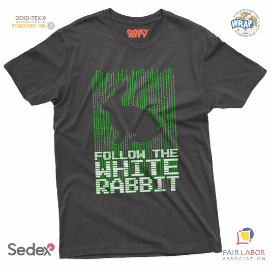 maglietta t-shirt- segui il coniglio bianco