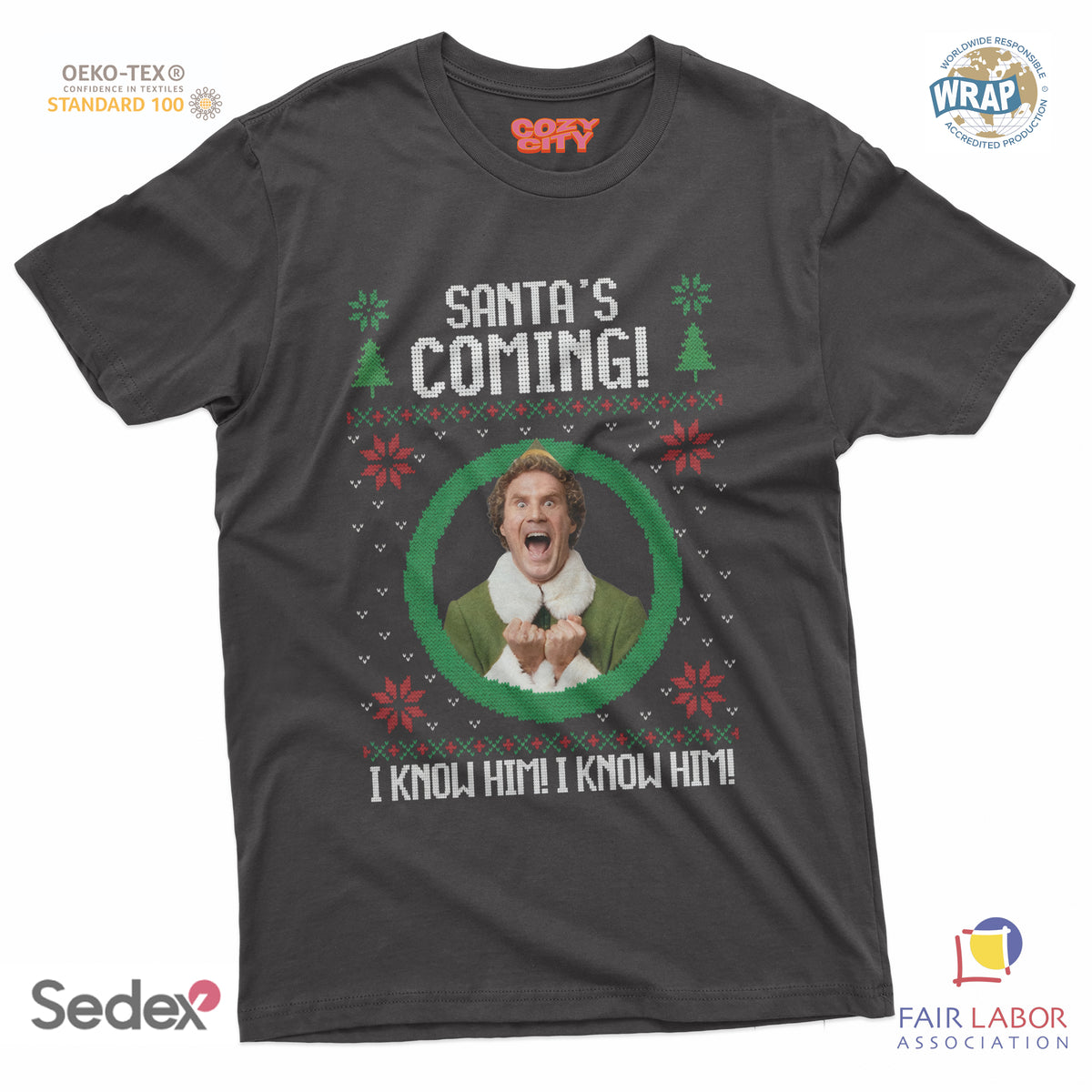 maglietta t-shirt- santa s coming