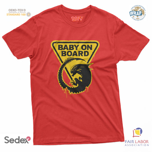 maglietta t-shirt- baby on borad alieno