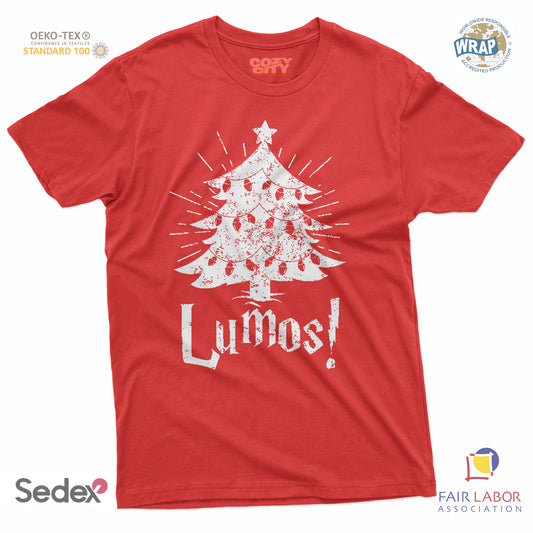 maglietta t-shirt- lumos albero di natale